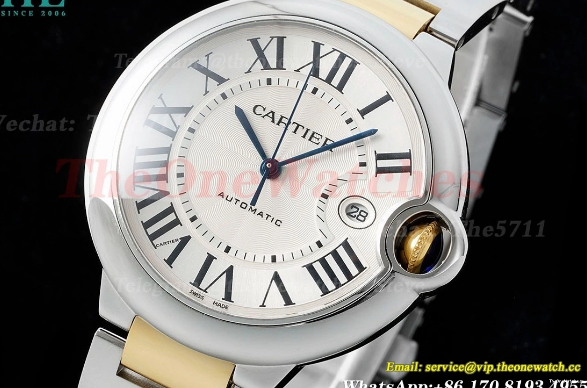 42mm A2824 SS White Dial AF Bleu Ballon Cartier YG De 0121